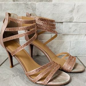 Thalia Sodi ~ Rose gold strappy heels
